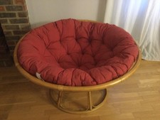 PIER PAPASAN LARGE RATTAN CHAIR WITH RED CUSHION FOR CONSERVATORY OR GARDEN
