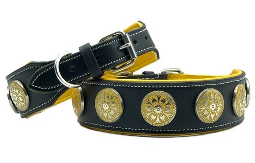 Leather studded dog collar - leather,