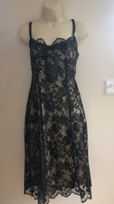 Oasis - Black Lace Dress With Gold Underlay & Front Bow - Size 12 BNWOT REDUCED!