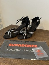  Supadance Black Satin Latin Dance Shoes, Size 8, 2.5” Flare
