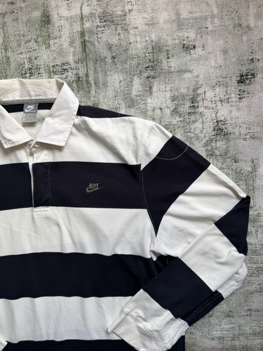 Nike white navy striped rugby - navy,