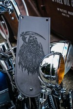 Rear Fender Bib Leather Custom Softail Harley Davidson Black Grim Reaper Death