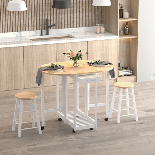 3pc wooden kitchen cart mobile - cart,