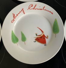 6 x Vintage Waterside 8” Father Christmas Santa Fine Bone China Side Plates Used
