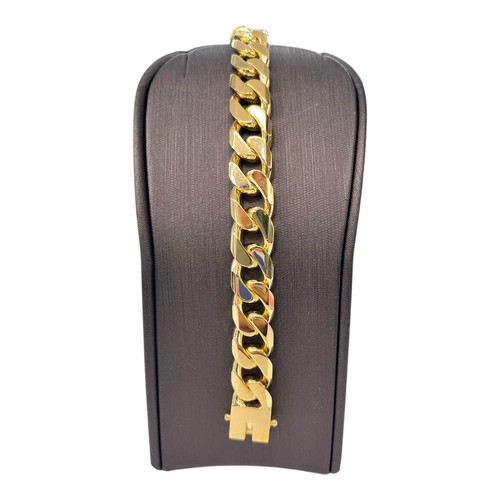 9ct yellow gold open - gold, curb