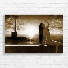 Sunset Silhouette on the Horizon Sepia Canvas Print Large Picture Wall Art