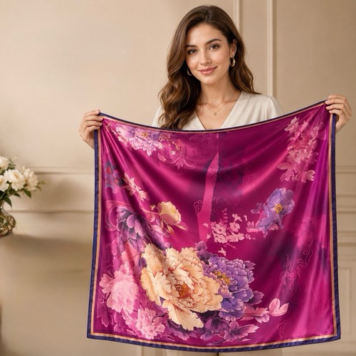 Large floral imitation silk - large,