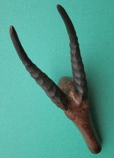 1950s Wall-Mounted Hand Carved Wooden Antelope Head 22.5 cm tall good condition