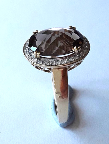 Smoky quartz diamond halo - &,