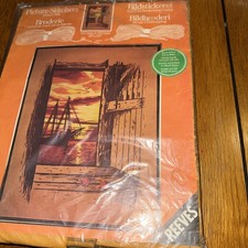 Reeves Vintage Embroidery Kit Picture Stitchery Sunset Seascape