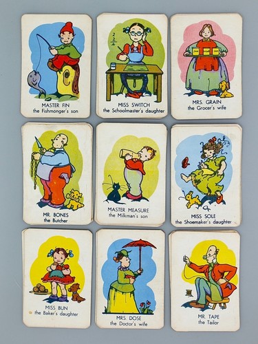 Vintage happy families playing - families,