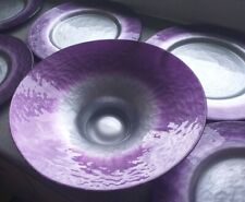 RARE 7 Piece Portmeirion Dusk Large Purple And Silver Glass Charger Plates  Bowl