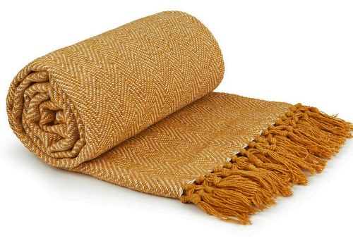 100 cotton herringbone ochre - cotton,