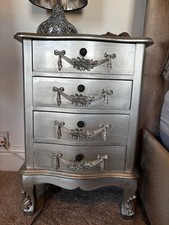 Silver -  4 Drawer Bedside