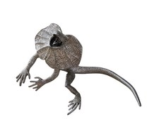 VINTAGE CAST METAL FRILL NECK LIZARD FIGURINE ORNAMENT (L 10CM) FRILLED-NECK
