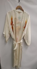 Vintage GOLDEN BEE Silk Blend  Embroidered Chinese Dressing Gown Kimono M - O05