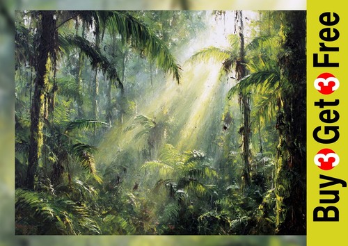 Sunlit rainforest print - rainforest, 5"x7