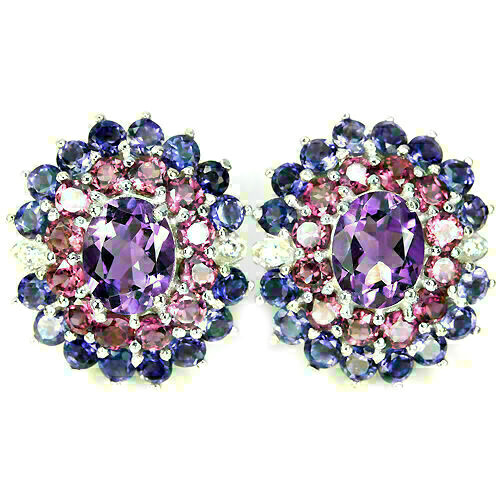 Silver earrings amethyst - earrings,