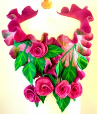 Felted Scarf Nunofelt 100% wool  Shawl -blossom-