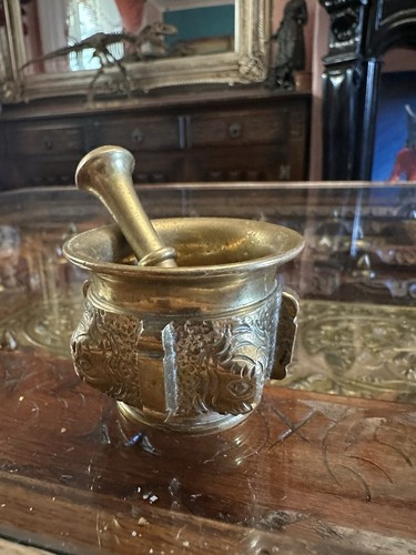 Antique brass mortar - antique, pestle