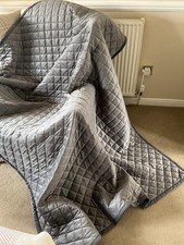 Next -Hamilton - Quilted Grey Velvet Large Bed Throw 150 X 200 Cm.