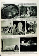 Old Vintage Print 1950 Lava Mauna Loa Volcano Nissen Hut Bristol Church 20th