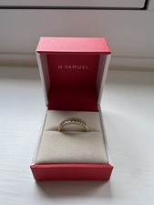 H Samuel 9 ct Yellow Gold Double Row Diamond Eternity/wedding Ring Size O