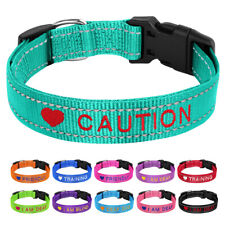 Reflective Adjustable Embroidered Personalised Dog Collar Custom for Blind Dogs