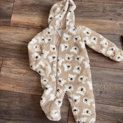 Teddy bear fleece pramsuit - teddy,