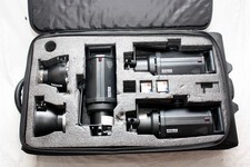 Bowens Gemini GM500R 3-Head Flash Head Kit in roller case + spill kill brolly...