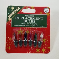 VTG Woolworths Christmas Lights Replacement Bulbs Push In 6V 0.78 New Old Stock