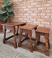 Old Charm Solid Oak Nest of Tables – Professionally Restored