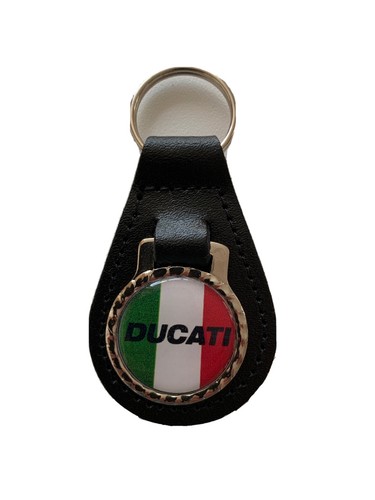 Black leather keyring fob - black,