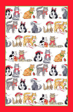 Christmas Cats tea towel