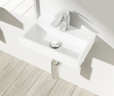 New white compact wall hung sink for WC, cloakroom, en-suite or space saving 