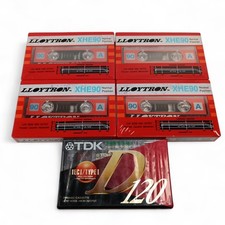 Pack Of Five Blank Cassette Tapes Lloytron XHE90 And TDK D120 Audio Recording