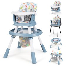COSTWAY 16-in-1 Convertible Baby High Chair Multifunctional Kids Chair-Blue