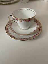 vintage 1950s salisbury pink rose bone china 3221 cup saucer plate lot 3