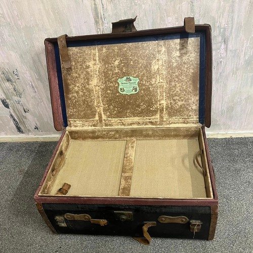Vintage leather travel trunk - vintage,