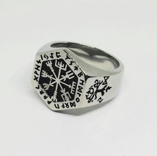 Hexagonal vegvisir stainless