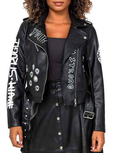 Womens faux leather - faux, graffiti
