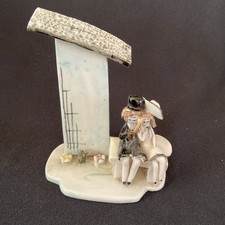 Vintage Lino Zampiva Porcelain Figurines , Couple Sitting on a Bench. 13cm