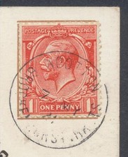 GB Hampshire "WOOTTON, Brockenhurst" KGV 1921 Thimble on Whitton Church PPC