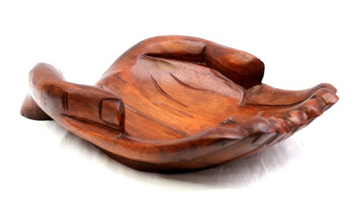 Wooden hand cupped hands - hand,