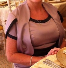 Dress & Jacket, Size 14 by Berkertex, DuskyPink & Black, Lace trim, fab fabric