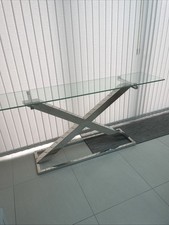 Stylish OKA Glass & Chrome Console Table