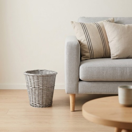 Wicker waste paper bin - wicker,