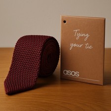 ASOS Official | Burgundy Red Knitted Men's Tie - Soft Easy Stocking Filler