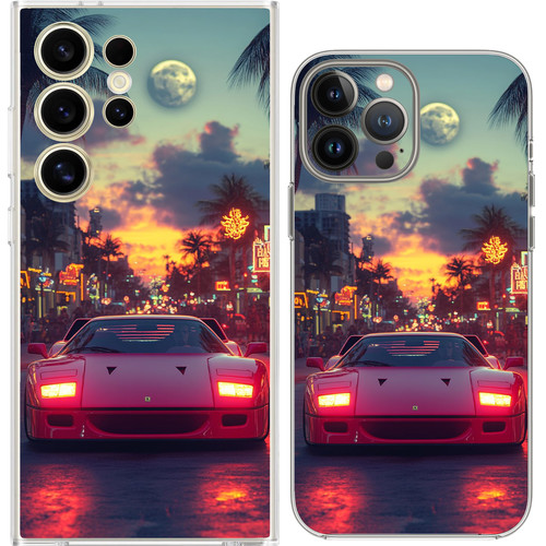Pink retro super car - retro,