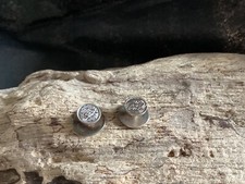 Antique Sterling Silver Pair Dress Shirt Tuxedo Studs 1897 Engraved Tops